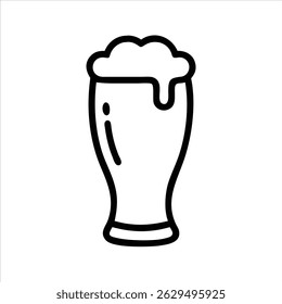 Glass of beer object icon design black and white with bold outline 