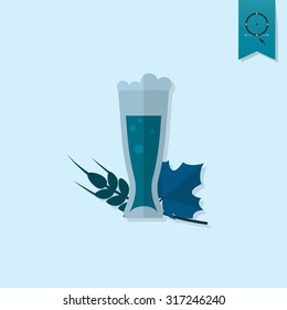 Glass of Beer. Oktoberfest Beer Festival. Flat design style. Vector