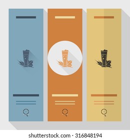 Glass of Beer. Oktoberfest Beer Festival. Long Shadow. Flat design style. Vector