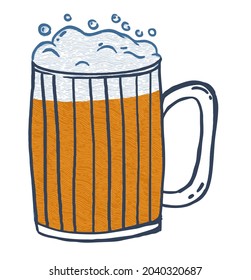 A glass of beer. Oktoberfest symbol. Texture illustration. Perfect for a print.