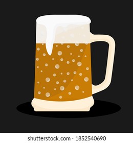 Glass with beer on a black background. Vector image, eps 10