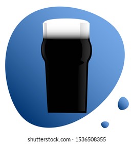 Glass of beer on a blue background, vector icon, logo.