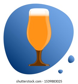 Glass of beer on a blue background, vector icon, logo.