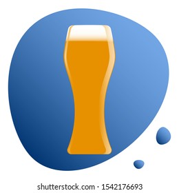 Glass of beer on a blue background, vector icon, logo.