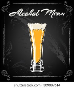 Glass of Beer on chalk board