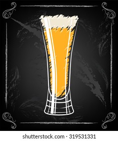 Glass of Beer on chalk board