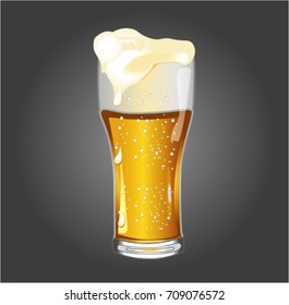 glass of beer on dark background