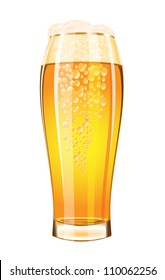 Glass of beer on a white background