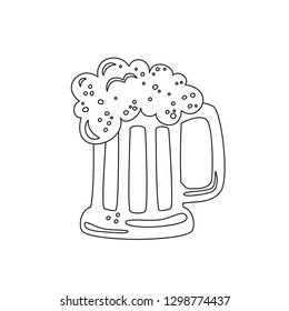 Glass with beer on white background. Vector illustration.