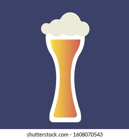 Glass of beer on a white background vector graphic.