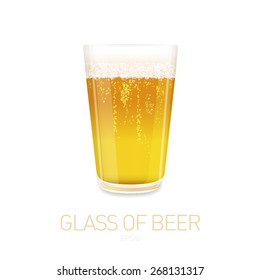 Glass of beer on white background