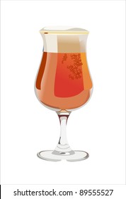 glass with beer on white background