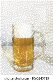 Glass of beer in orange and white dots vector illustration