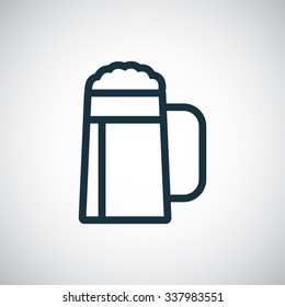glass of beer outline, thin, flat, digital icon for web and mobile