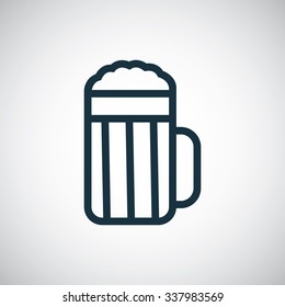 glass of beer outline, thin, flat, digital icon for web and mobile