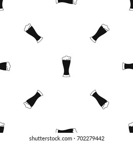 Glass of beer pattern repeat seamless in black color for any design. Vector geometric illustration
