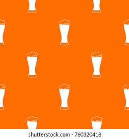 Glass of beer pattern repeat seamless in orange color for any design. Vector geometric illustration