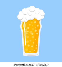 Glass of beer - pint. Vector illustration.
