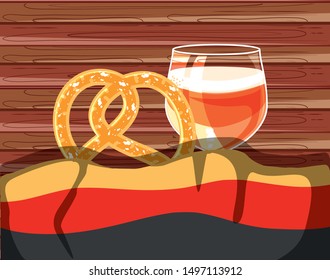 glass of beer and pretzel oktoberfest icon