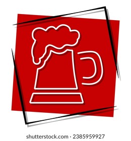 glass of beer red banner in frame. Vector illustration.