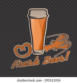 glass of beer retro illustration