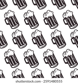 Glass of beer seamless pattern vector