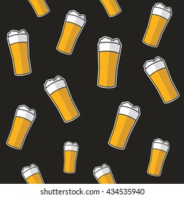 Glass of beer. Seamless pattern. Vector illustration
