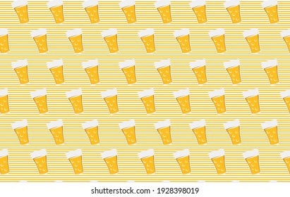 A glass of beer seamless pattern with yellow color.