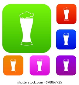 Glass of beer set icon in different colors isolated vector illustration. Premium collection