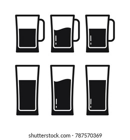 glass, beer glass, set of glass, vector icon 