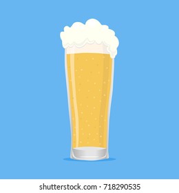 A glass of beer with a shadow. Flat design, vector illustration, vector.