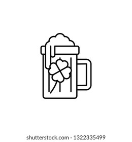 Glass of beer, shamrock, four leaves icon. Simple thin line, outline vector of Saint Patrick's Day icons for UI and UX, website or mobile application