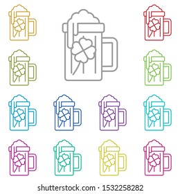Glass of beer, shamrock, four leaves multi color icon. Simple glyph, flat vector of saint patricks day icons for ui and ux, website or mobile application