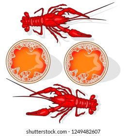 Glass of beer with shrimps vector illustration isolated on white
