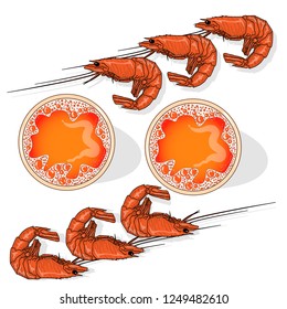 Glass of beer with shrimps vector illustration isolated on white
