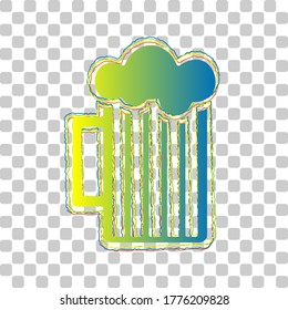 Glass of beer sign. Blue to green gradient Icon with Four Roughen Contours on stylish transparent Background. Illustration.