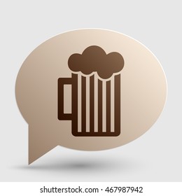 Glass of beer sign. Brown gradient icon on bubble with shadow.