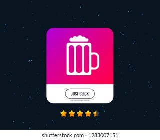 Glass of beer sign icon. Alcohol drink symbol. Web or internet icon design. Rating stars. Just click button. Vector