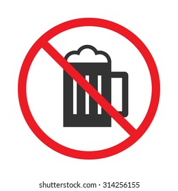 Glass of beer sign icon. No Alcohol drink symbol.