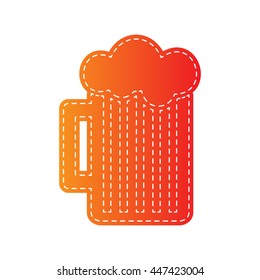 Glass of beer sign. Orange applique isolated.