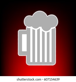 Glass of beer sign. Postage stam or old photo style on red-black gradient background.