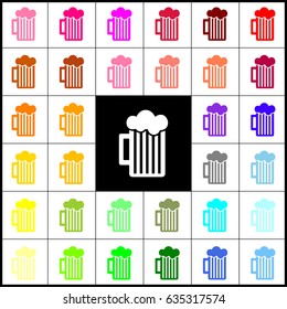 Glass of beer sign. Vector. Felt-pen 33 colorful icons at white and black backgrounds. Colorfull.