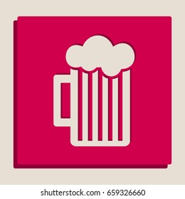 Glass of beer sign. Vector. Grayscale version of Popart-style icon.
