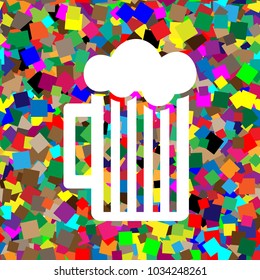 Glass of beer sign. Vector. White icon on colorful background with seamless pattern from squares.