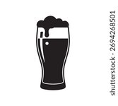 Glass of beer silhouette icon vector flat design on white background
