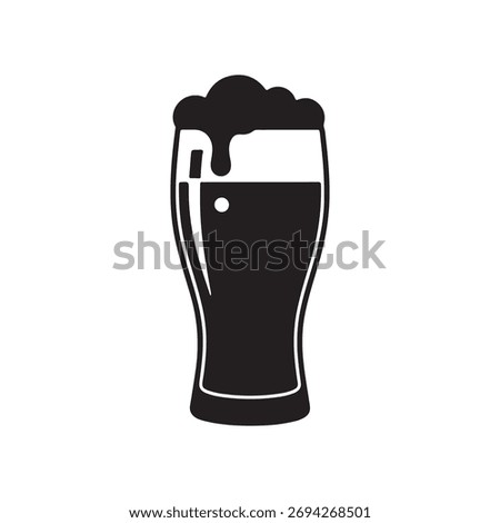 Glass of beer silhouette icon vector flat design on white background
