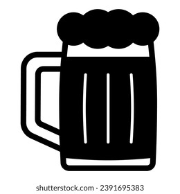 Glass of beer solid icon, bar and brewery concept, beer mug jar vector sign on white background, glyph style icon for mobile concept and web design. Vector graphics