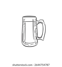 Glass beer tankard in black line.