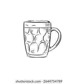 Glass beer tankard in black line.