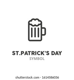 Glass of beer thin line icon. St. Patrick’s Day symbol. Vector illustration symbol elements for web design.
